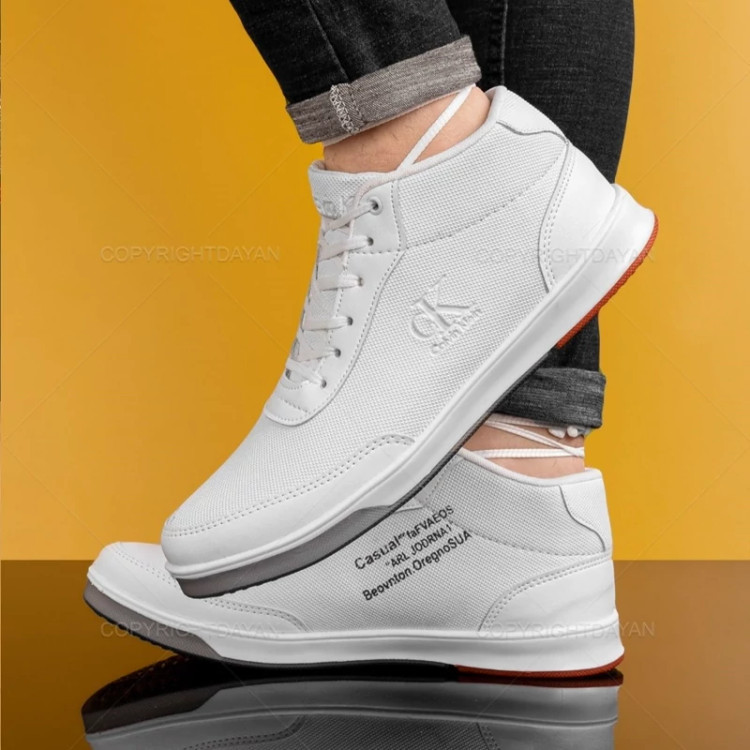 کفش اسپرت مردانه کلیون CK ساقدار مدل modern رنگ سفید