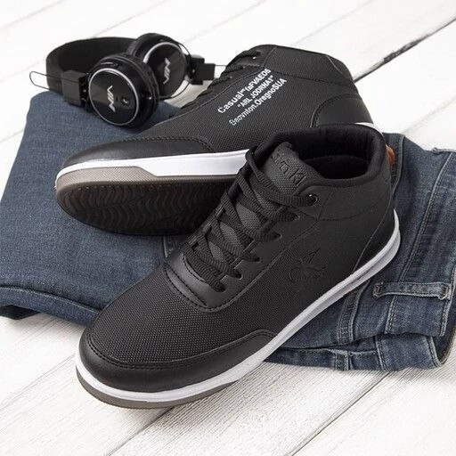 کفش اسپرت مردانه کلیون CK ساقدار مدل کژوال رنگ مشکی